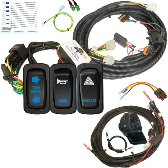 MCSADVENTURES Vertical Rocker Turn Signal with Independent Horn and Hazard Kit for 19+ Ranger L Series -blue backlight - no lights