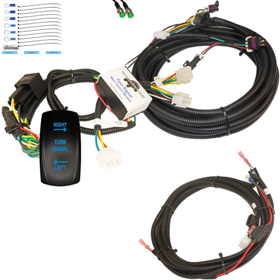 MCSADVENTURES plug and play turn signal kit for 13+ Ranger 500/570/900: Rocker switch (blue), front: harness only