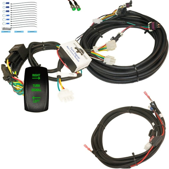 MCSADVENTURES plug and play turn signal kit for 13+ Ranger 500/570/900: Rocker switch (green), front: harness only