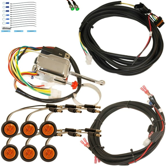 MCSADVENTURES plug and play turn signal kit for 15-18 RZR: Lever switch: (silver), hazard, 3/4 round lights (amber lens)