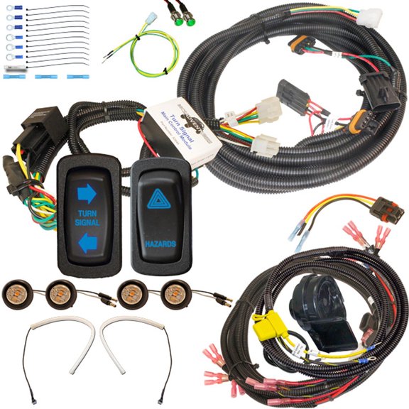 MCSADVENTURES plug and play turn signal kit for 18+ Ranger: 'L' Rocker switch: (blue), hazard, front: crush tube and round LEDs