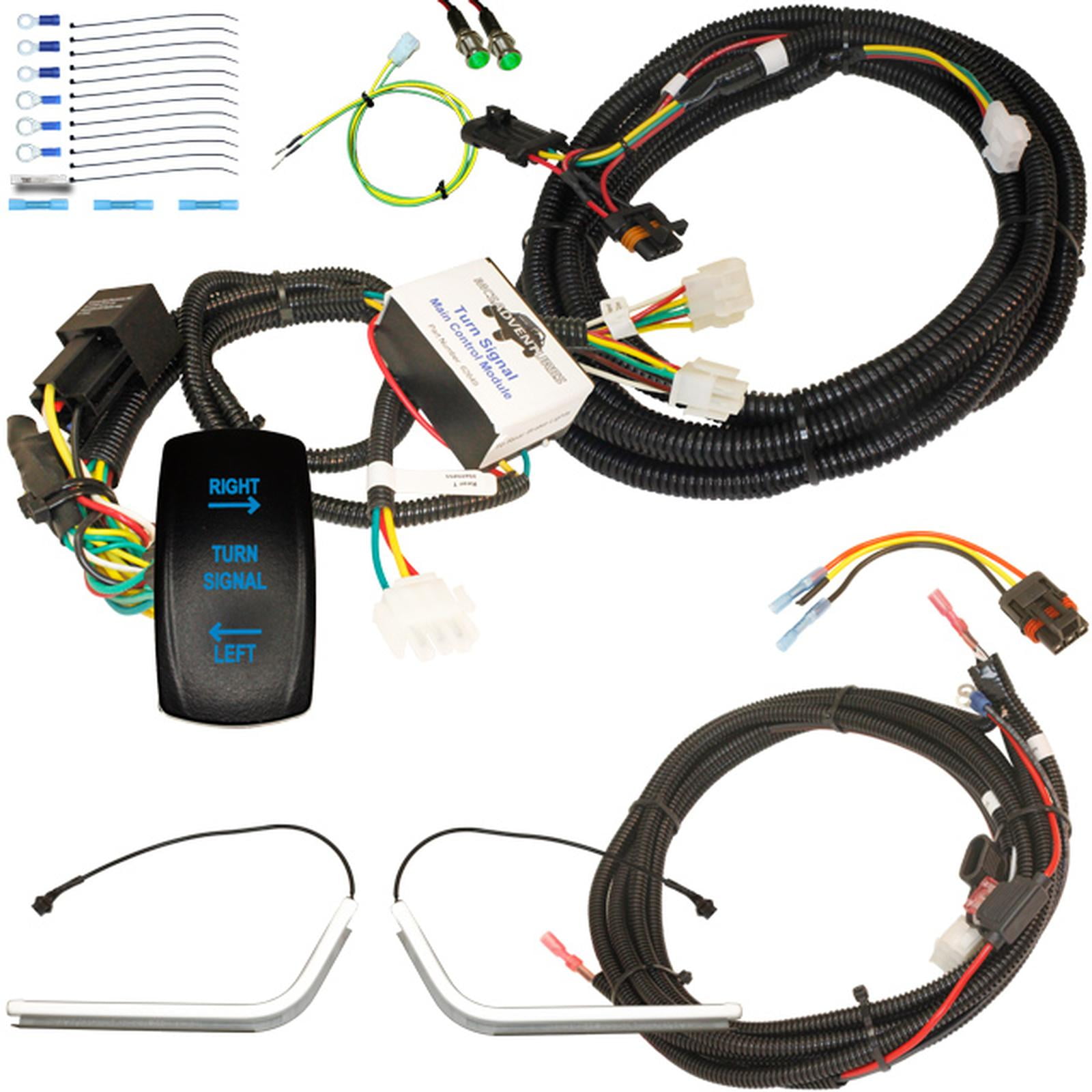 MCSADVENTURES plug and play turn signal kit for Polaris General Rocker switch (blue), teardrop