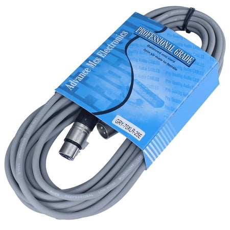 MCSPROAUDIO 25 FOOT MALE TO FEMALE XLR CABLE - Gray