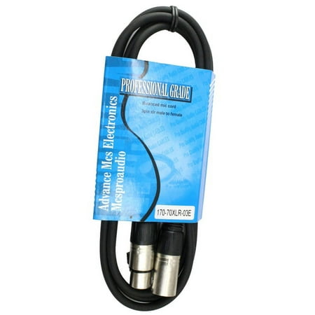 MCSPROAUDIO 3 FOOT MALE TO FEMALE XLR CABLE - Black