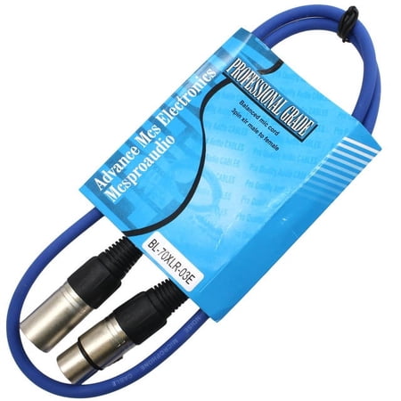 MCSPROAUDIO 3 FOOT MALE TO FEMALE XLR CABLE - Blue
