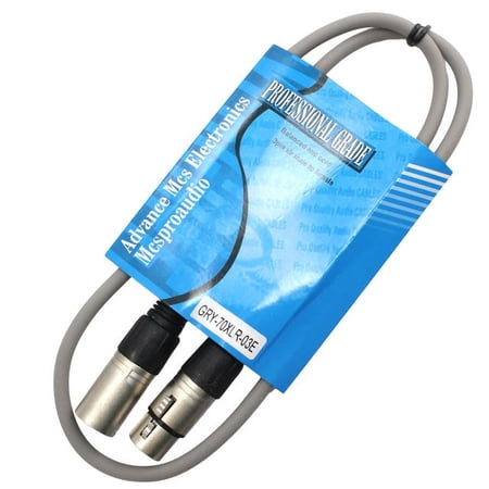 MCSPROAUDIO 3 FOOT MALE TO FEMALE XLR CABLE - Gray