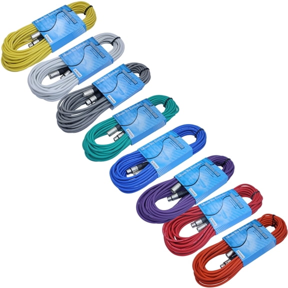 MCSPROAUDIO 8 Color Pack of XLR Cables 20ft Long