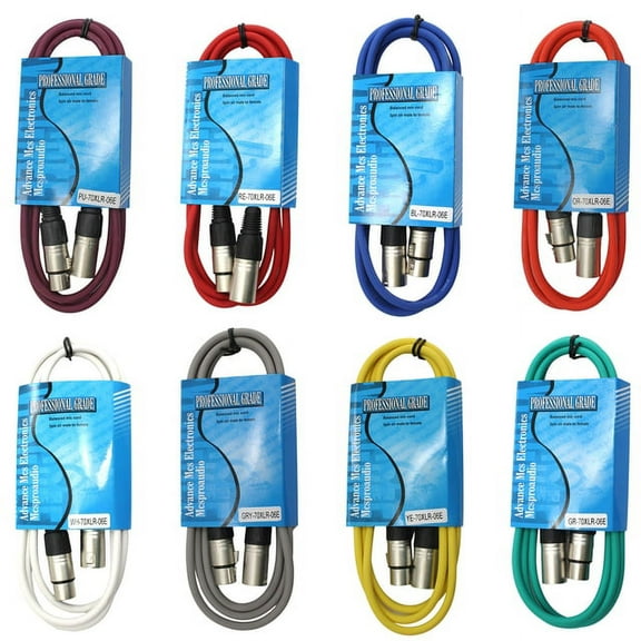 MCSPROAUDIO 8 Color Pack of XLR Cables 6ft Long