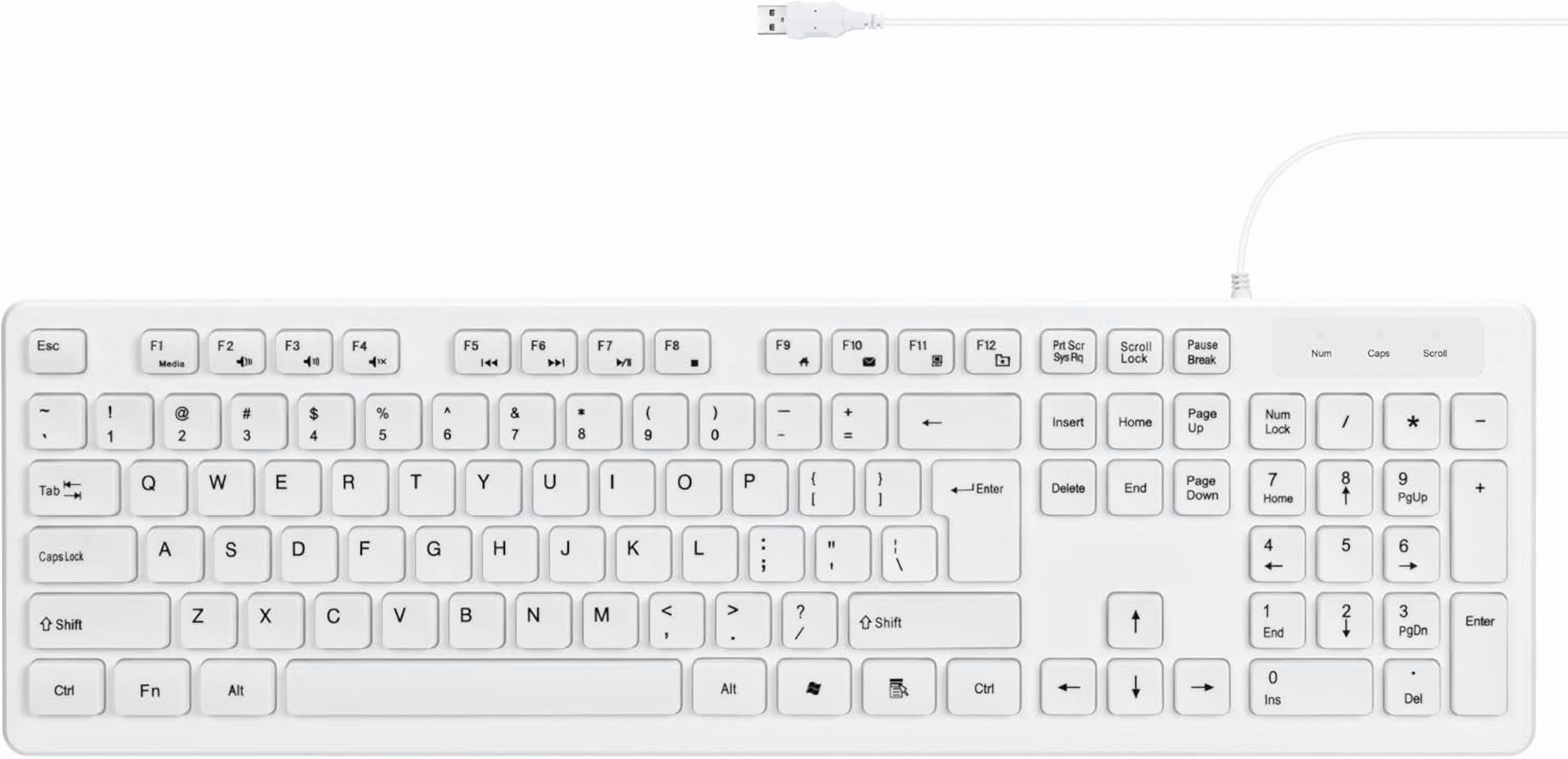 MCSaite Wired White USB 104 Keys Computer Keyboard with Stands,Waterproof - US Layout Compatible for Windows, PC, Laptop