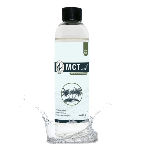 MCT Oil 8oz - 100% Pure Medium-Chain Triglycerides, Versatile for Cooking, Skincare & Wellness