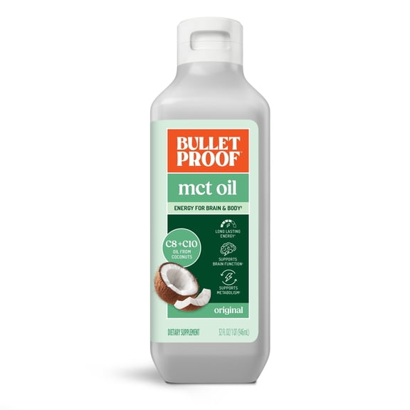Bulletproof MCT Oil Made with C10 and C8 Oil, 32 Ounces, Keto Supplement for Sustained Energy, Add to Soup and Smoothies