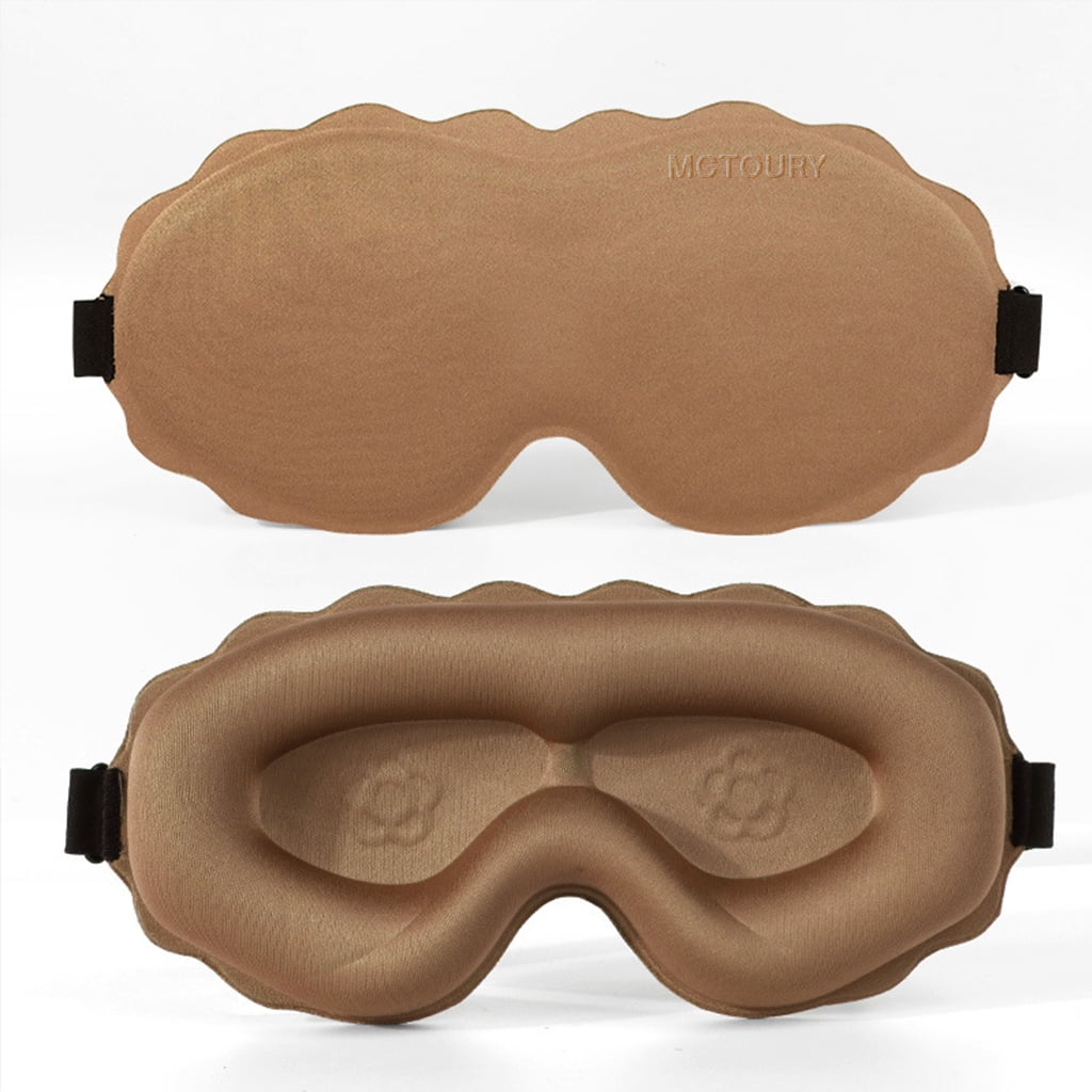 MCTOURY 3D Contoured Sleep Mask for Women & Men – Ultra-Soft Eye Mask with Deep Eye Sockets, Adjustable Strap, Breathable Lightweight Cotton for Travel, Nap, Meditation, Brown