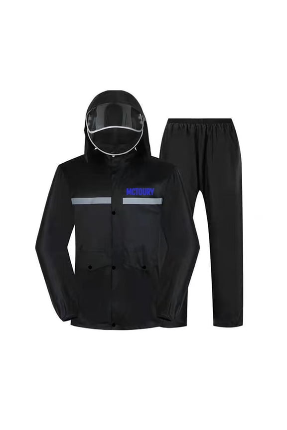 Men's Waterproof Rain Suit with Reflective Strips, Detachable Hood & Storage Bag, Lightweight Breathable Jacket & Pants Set for Outdoor Work & Commute