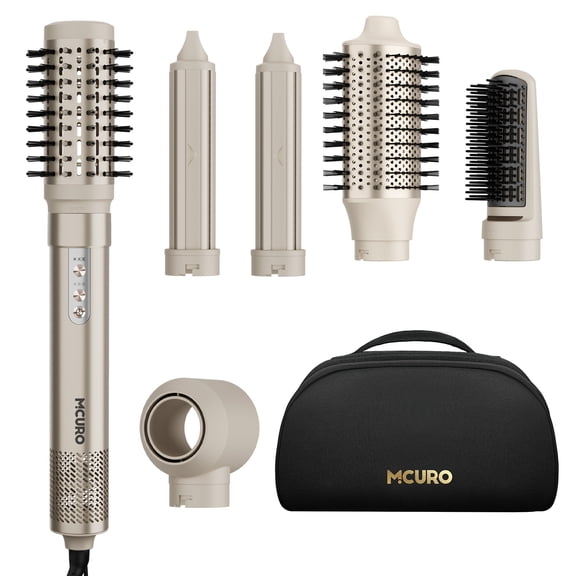 MCURO 6-in-1 Hair Dryer Brush, Air Wrap Hair Styler, 110000RPM for Fast Drying, Negative Ion for Smoother Hair, 1.25" Auto Curlers, Straightening,Volumizing