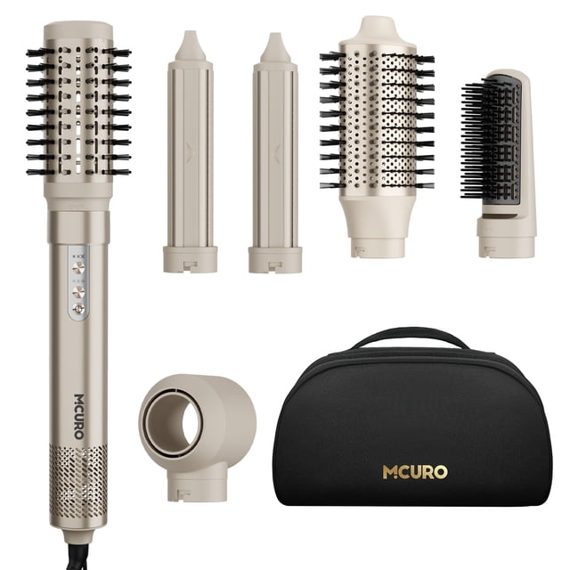 MCURO 6-in-1 Hair Dryer Brush, Air Wrap Styler, 110000 RPM, Negative ...
