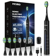 MCURO Sonic Electric Toothbrush for Adults & Kids, 45,000 VPM, Rechargeable, 120-Day Battery, Black