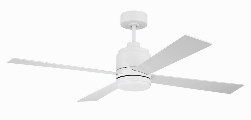 White 52" Modern Ceiling Fan with LED Light Kit