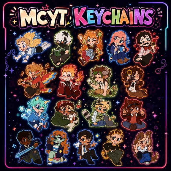 MCYT Acrylic Keychain | Dream SMP Lifesteal Members Charm | Cute Anime QSMP Fanmerch Keyring for Backpack & Keys (1 keychain)