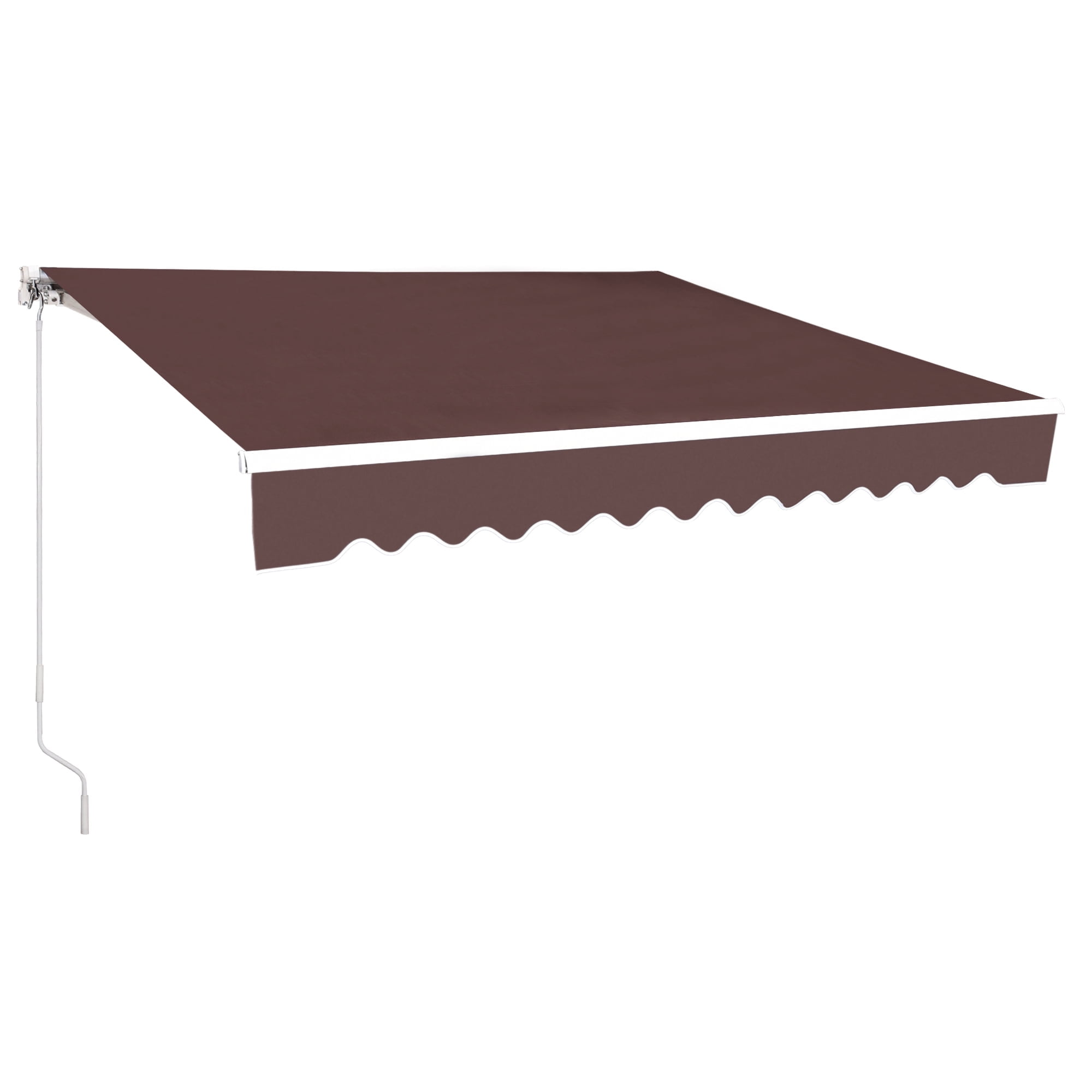 10' x 8' Coffee Brown Aluminum Manual Retractable Patio Awning
