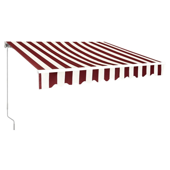 MCombo 13' x 8' Brick Red and Beige Manually Retractable Patio Awning