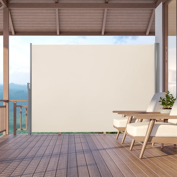 MCombo 138''x 71'' Fully Assembled Patio Retractable Side Awning for Garden, Balcony and Pools, Beige