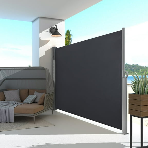 MCombo 138''x 78'' Patio Retractable Side Awning, Fully Assembled Waterproof Sunshade Privacy Screen for Garden, Balcony and Pools, 4744