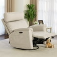 thumbnail image 1 of MCombo 23.3'' Wide Seat Power Swivel Glider Recliner Chair with Adjustable Headrest, Nightlight for Nursery Living Room Bedroom, Fabric (Beige), 1 of 10