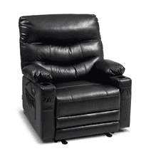 MCombo 25'' Large Power Recliner Chair, Electric Reclining with Massage, USB Port Black Faux Leather Chair PR659