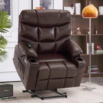 MCombo 27.2'' Extra-Wide Seat Oversized Power Lift Recliner Chair for Elderly, Faux Leather(Dark Brown)
