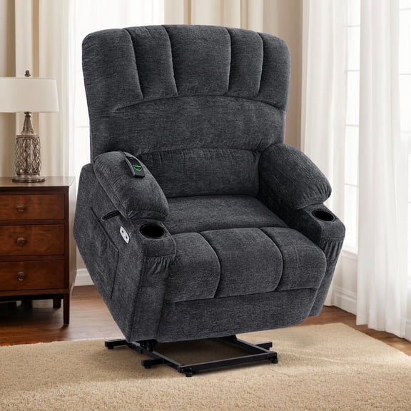 MCombo 27.2'' Extra-Wide Seat Oversized Power Lift Recliner for Big Tall, Fabric(Large-Wide, Dark Grey)