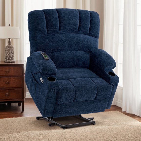 MCombo 27.2'' Extra-Wide Seat Oversized Power Lift Recliner for Big Tall, Fabric(Large-Wide, Navy Blue)