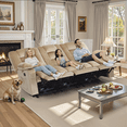 thumbnail image 1 of MCombo 3 Seater Zero Gravity Power Reclining Sofa for Living Room, Fabric, Beige, 1 of 9