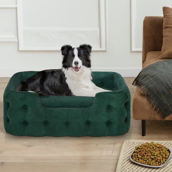 MCombo 33 Inches Length Foam Dog Sofa Bed with Washable Cushion Cover, Green