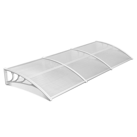 MCombo 40×120 Window Awning with Polycarbonate Board, 4012 Clear Board with White Bracket