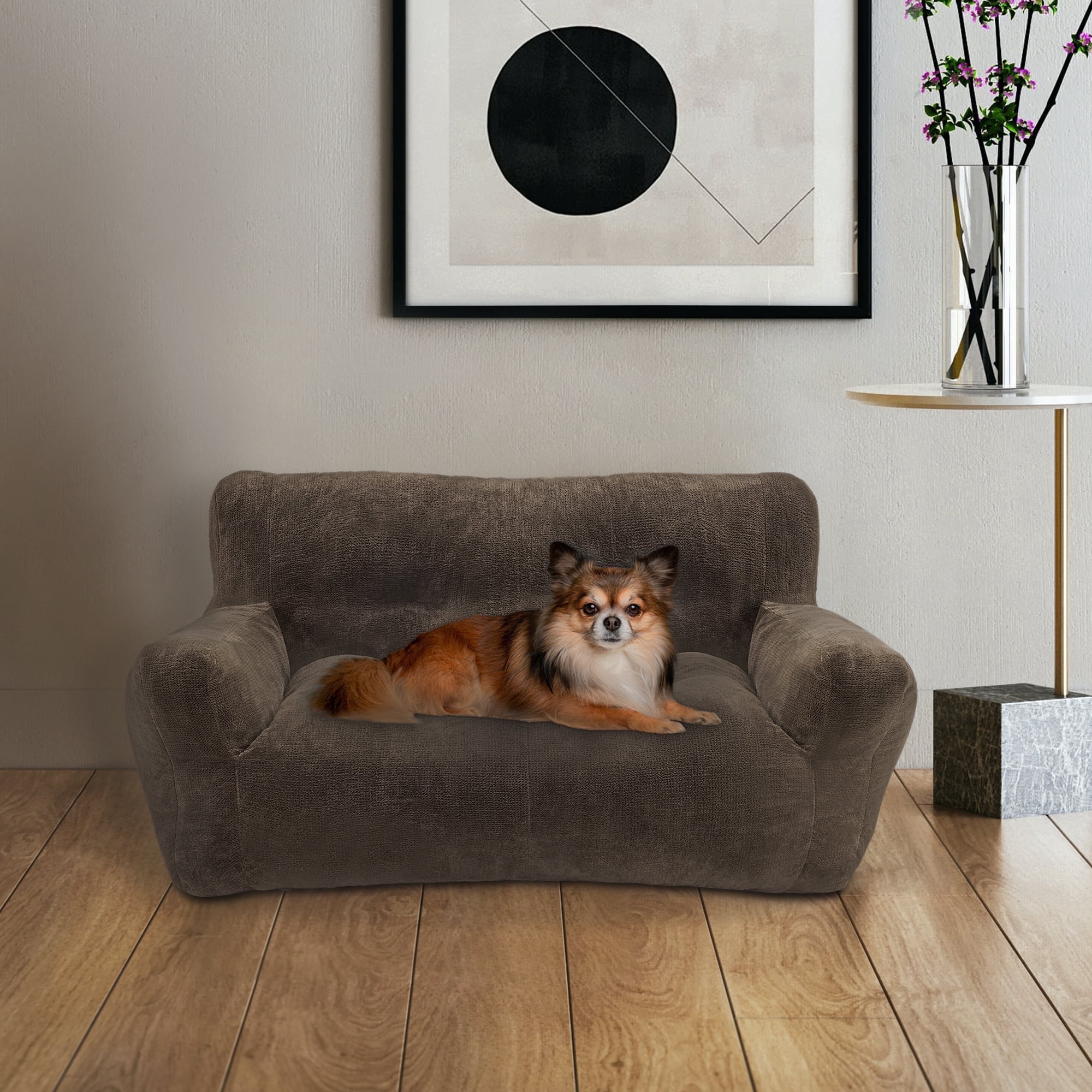 MCombo 43.3'' Large Pet Couch Dog Sofa Bed, Support up to 100lbs, No Assembly Need, Brown