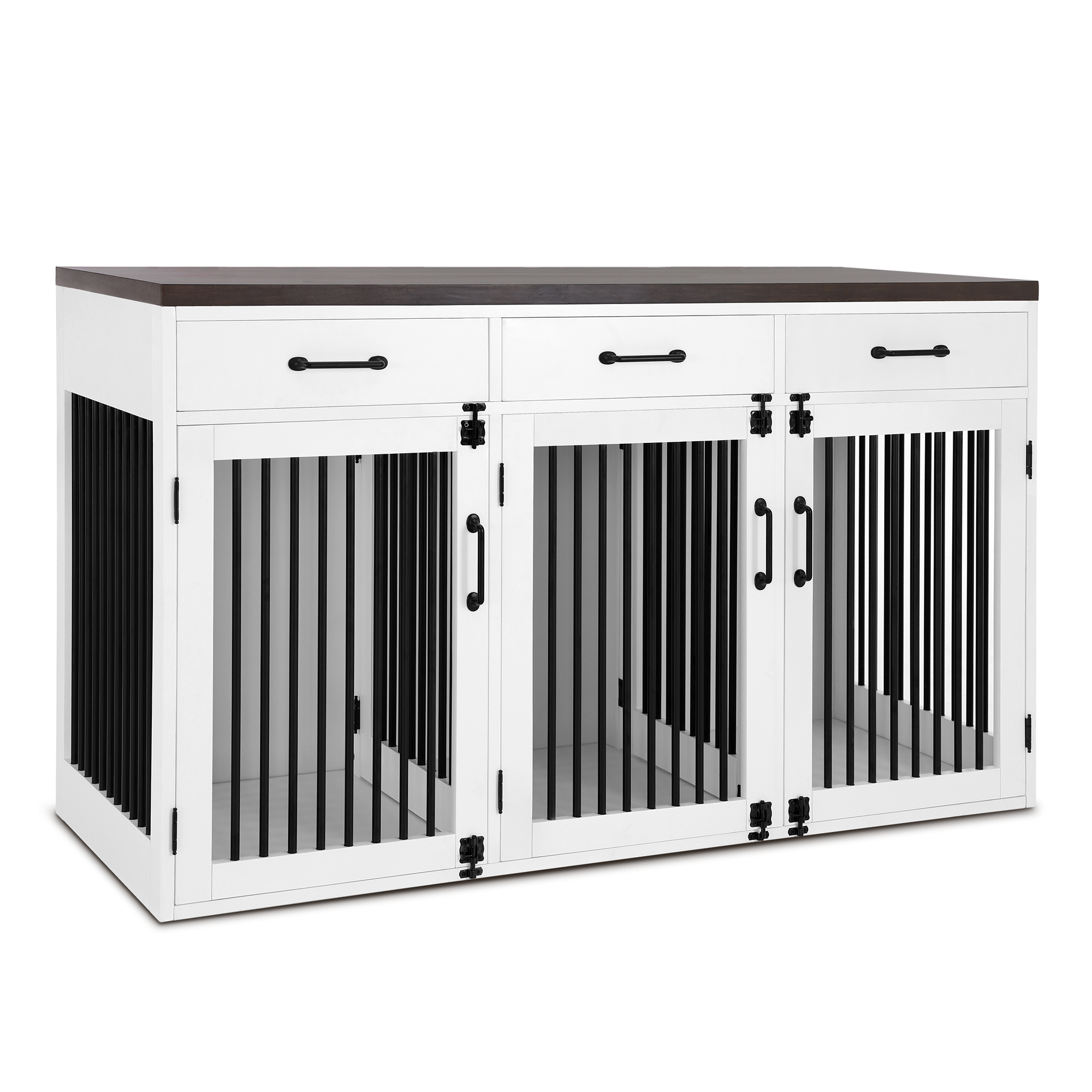 55.5" L x32.4"H Large Wooden Dog Crate Furniture with Drawers