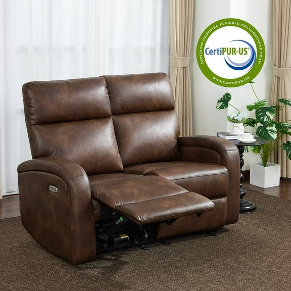 MCombo 56" Zero Wall Hugger Power Recliner Loveseat Sofa for Small Space, Living Room, RV, Dark Brown