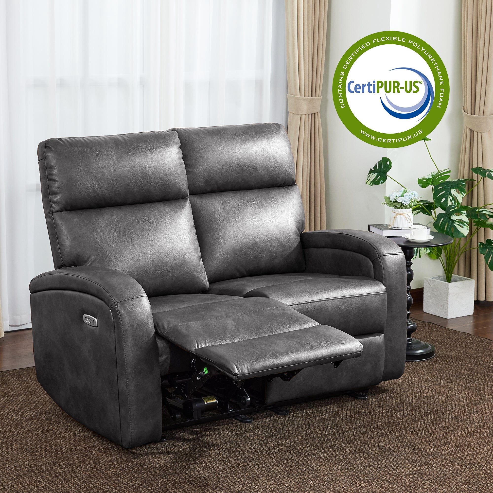 MCombo 56" Zero Wall Hugger Power Recliner Loveseat Sofa for Small Space, Living Room, RV, Dark Grey