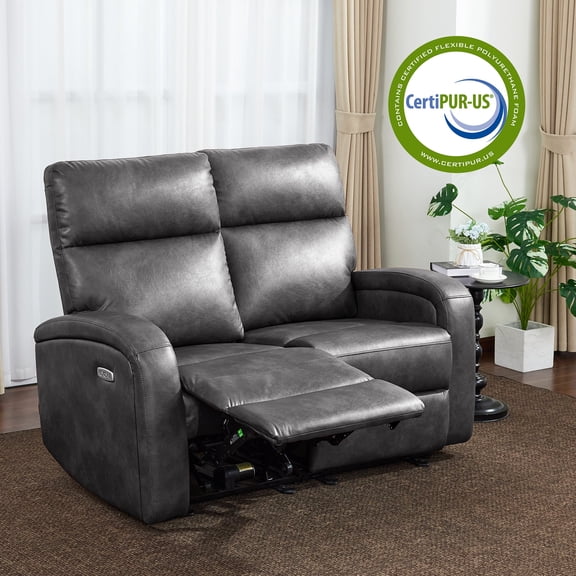 MCombo 56" Zero Wall Hugger Power Recliner Loveseat Sofa for Small Space, Living Room, RV, Dark Grey