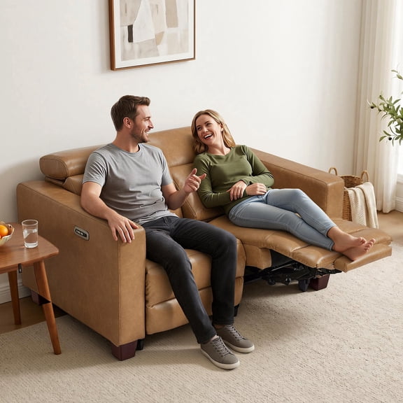MCombo 61.4'' Zero Wall Hugger Power Loveseat Recliner, Small Spaces Reclining Sofa Couch, Breathable Faux Leather