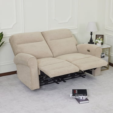 MCombo 64.6" Wall Hugger Power Loveseat Recliner Sofa with USB Ports, Reclining Loveseat for Small Spaces Living Room RV, Fabric PR635M1 (Beige)