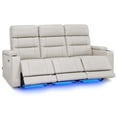thumbnail image 1 of MCombo 77.6" 3 Seats Power Reclining Sofa, Home Theater Seating with LED Light & Armrest Storage, Faux Leather, Light Grey, 1 of 9