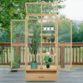 thumbnail image 1 of MCombo Cold Frame Greenhouse, Tall Wooden Greenhouse for Outdoor Indoor Use with Polycarbonate Panels, 3 Tier Garden Cold Frame with Drawer and Shelves, 0864, 1 of 7