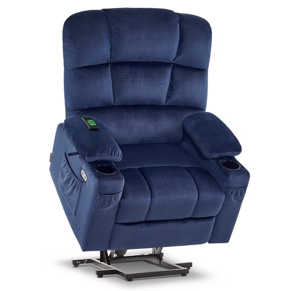 MCombo Dual Motor Power Lift Recliner Chair with Massage and Heat for Elderly People, Infinite Position, Fabric 7679(Navy Blue, Medium)
