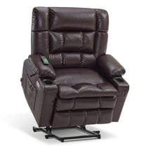 MCombo Dual Motor Power Lift Recliner Lay Flat for Big Elderly in Living Room, Faux Leather R7897 (Dark Brown, Medium-Wide)