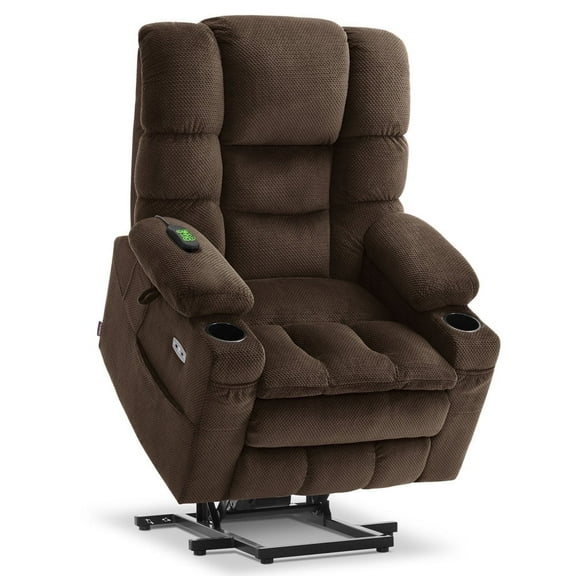 MCombo Triple Motor Power Lift Recliner for Short Elderly, Adjustable Headrest, Fabric 7631 (Coffee, Small)