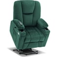 thumbnail image 1 of MCombo Electric Power Lift Recliner Chair with Extended Footrest for Elderly People, 3 Positions, Hand Remote Control, Lumbar Pillow, 2 Cup Holders, USB Ports, 2 Side Pockets, Fabric 7507 Green, 1 of 7