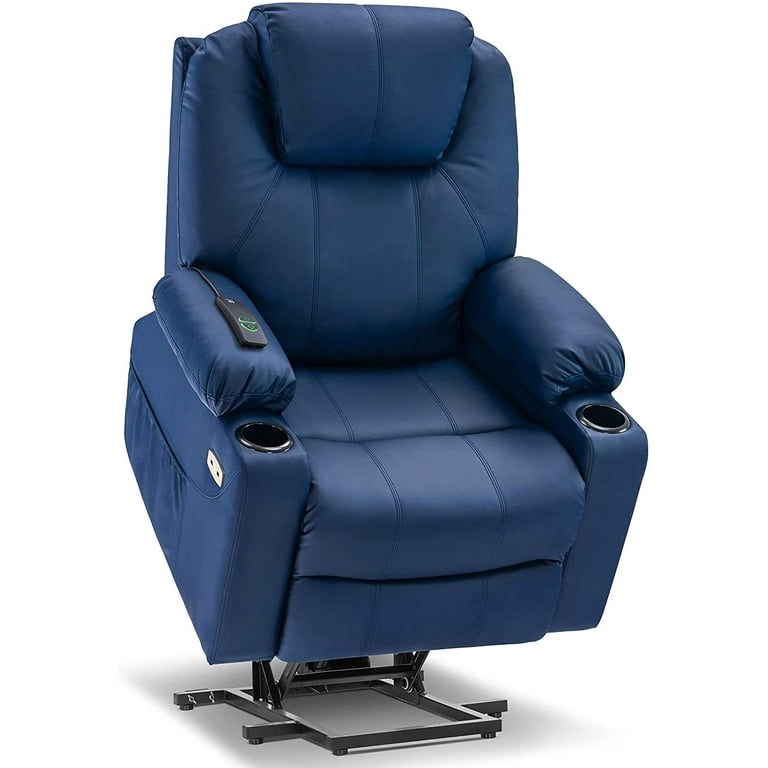 MCombo Electric Power Lift Recliner Chair Sofa with Massage and Heat for Elderly 3 Positions 2 Side Pockets and Cup Holders USB Ports Faux