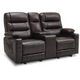 thumbnail image 1 of MCombo Power Loveseat Recliner Sofa with Console, Heat Vibration, Faux Leather for Living Room PR624, 1 of 9