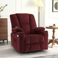 thumbnail image 1 of MCombo Electric Power Recliner Chair with Massage & Heat, Extended Footrest, USB Ports, 2 Side & Front Pockets, Cup Holders, Burgundy Red Plush Fabric 8015, 1 of 7